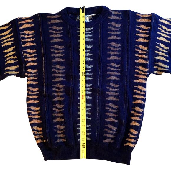 K. Cosa 3D Textured Knit Crewneck Sweater Mens Size L  VTG 90s Mod Pullover - Picture 10 of 13